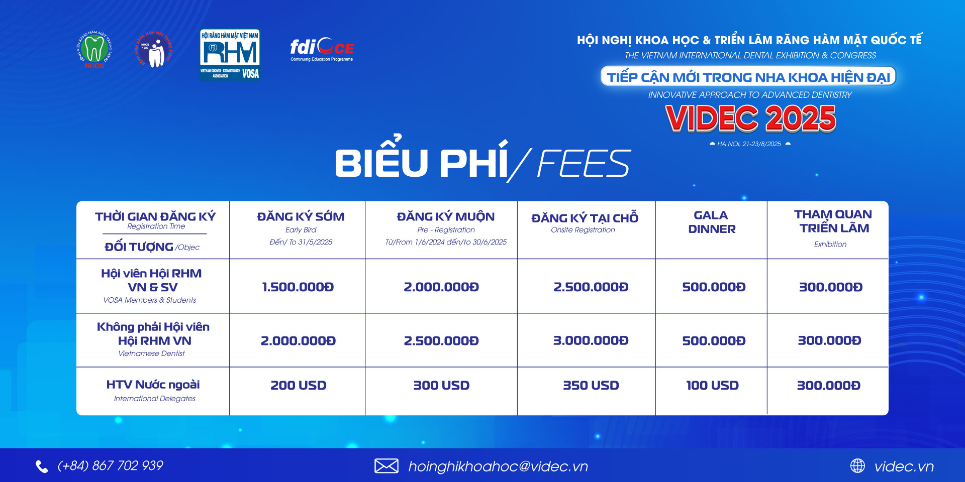 THÔNG BÁO BIỂU PHÍ - ƯU ĐÃI LÊN TỚI 40% PHÍ THAM DỰ️ VIDEC 2025
